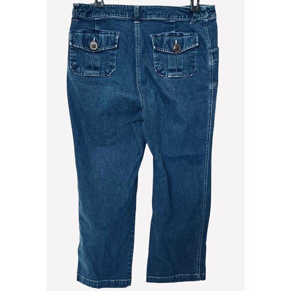 HANNAH STRETCH HI-RISE STRAIGHT LEG DENIM JEANS, WOMENS, 8, DENIM BLUE, POCKETS - Picture 4 of 10